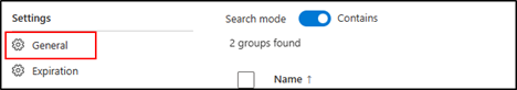 Azure General Settings Window