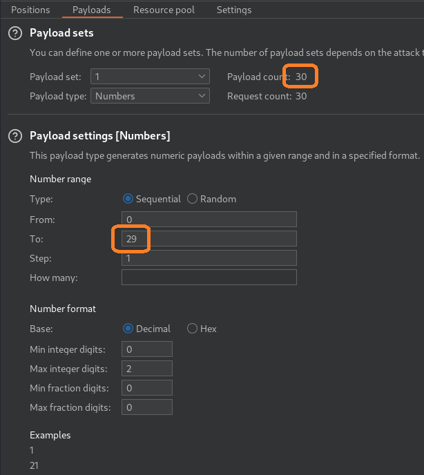 14 BURP Intruder payload setup for mass assignment attack