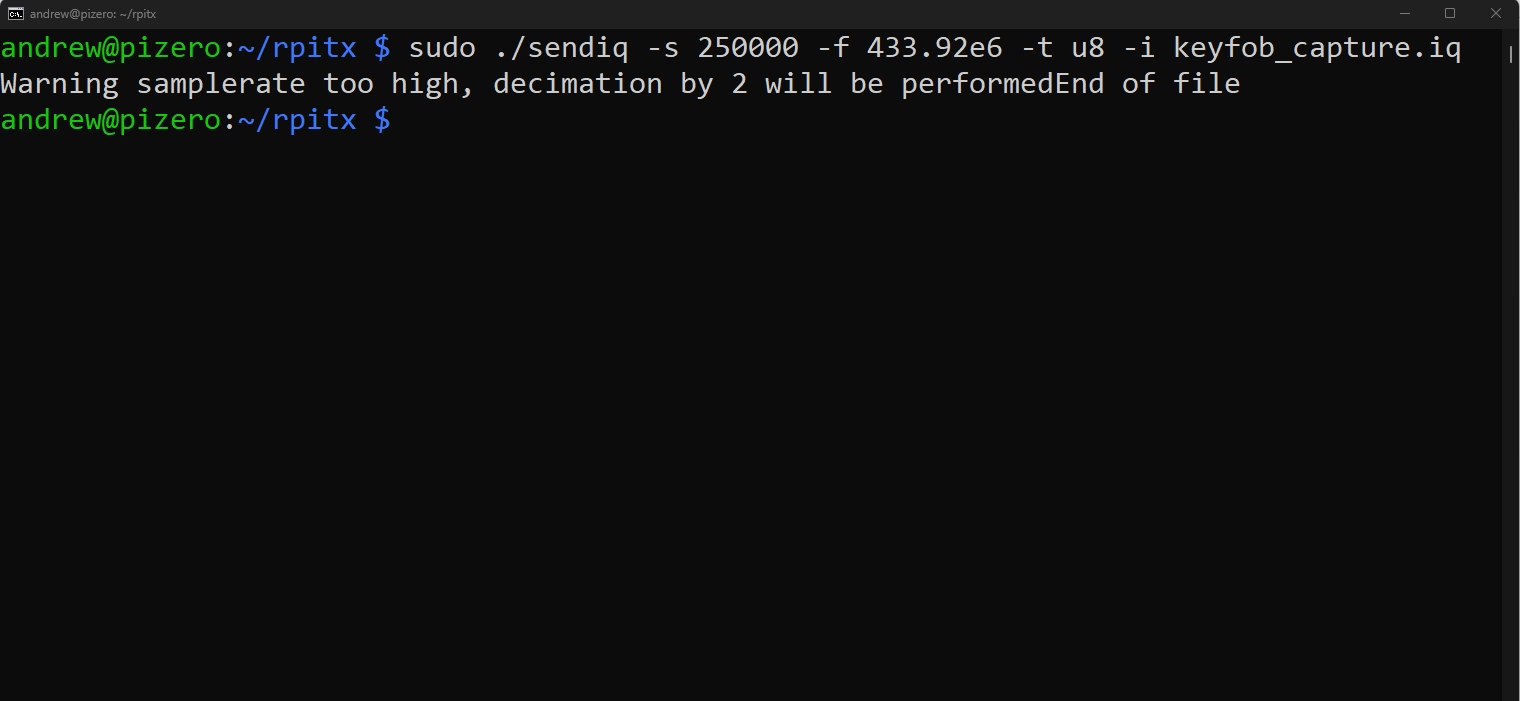rpitx_sendiq successful replay attack