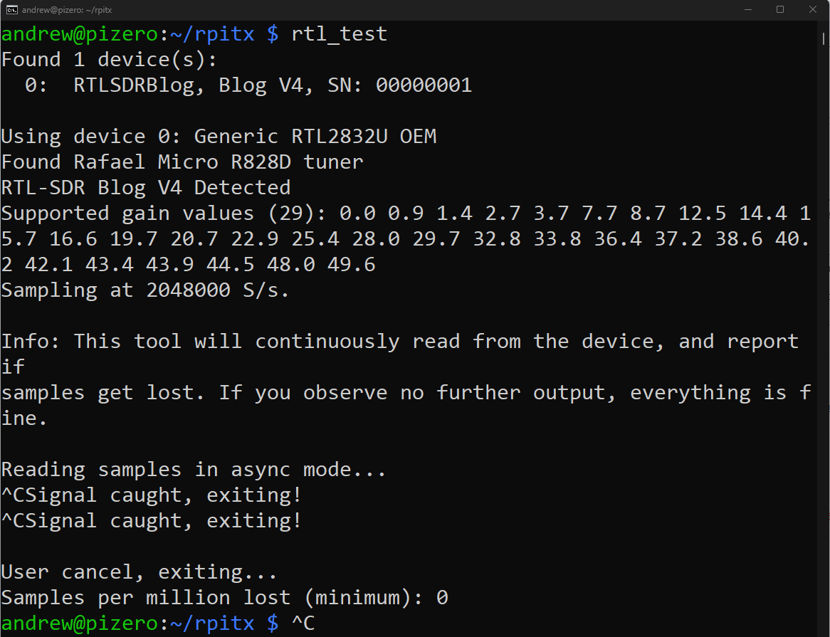 rtl-test run rtl_test to check the sdr