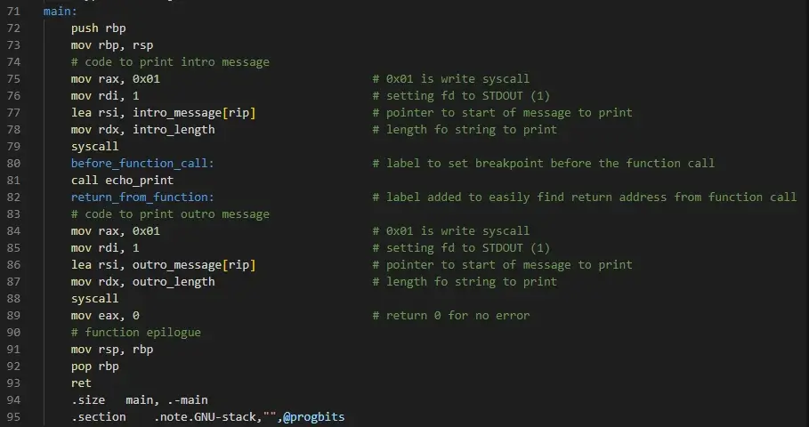 vulnerable-assembly code-example Assembly code example with buffer overflow vuln